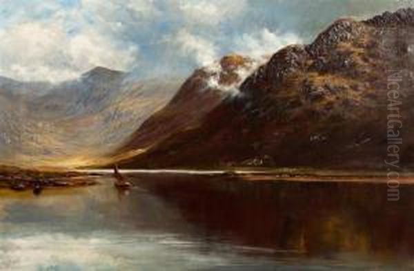 Crossford Sail Boat On A Loch Oil Painting by Henry James Albright