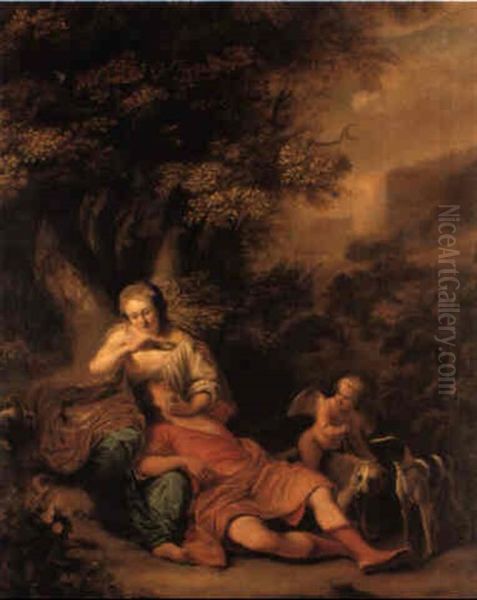 Venus And Adonis Oil Painting by Ferdinand Bol