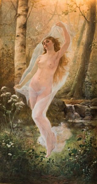 Nude In A Forest Clearing Oil Painting by Johannes Arnoldus Boland
