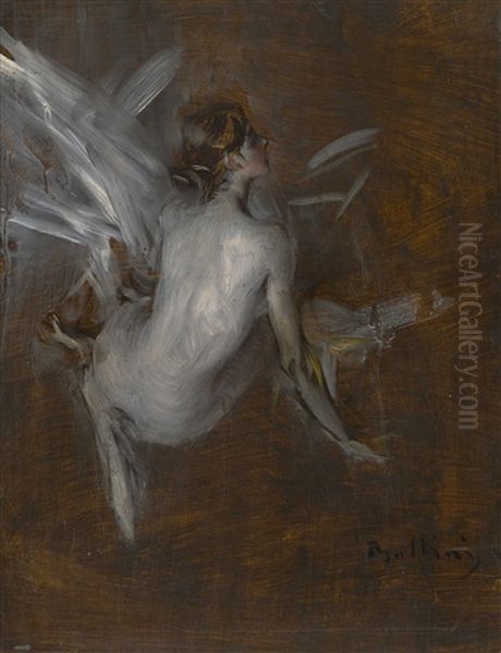 Nude Model (recto); Caleche (verso): A Double-sided Work Oil Painting by Giovanni Boldini
