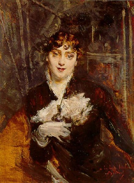 Portrait D'une Dame Suedoise (la Belle Holdin) Oil Painting by Giovanni Boldini