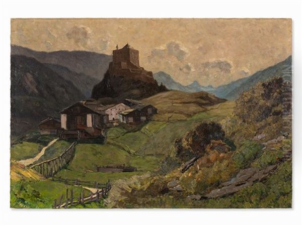 Castle Tarasp In Engadin Oil Painting by Ludwig Bolgiano