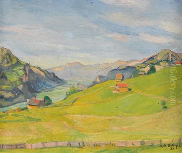 Ausblick Vom Haslital Gegen Den Brienzersee Oil Painting by Rodolphe Bolliger
