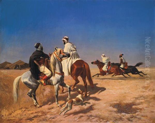 Cavaliers Arabes Oil Painting by Louis Bombled