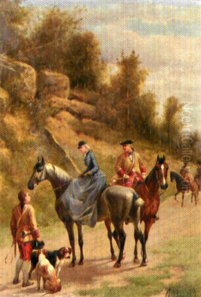 Scene De Chasse A Courre Oil Painting by Louis Bombled
