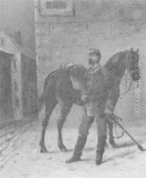 Officer On Horseback Oil Painting by Louis Bombled