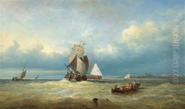 Ansicht Der Stadt Harlingen An Der Zudersee Oil Painting by Elias Pieter van Bommel