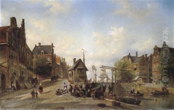 Stadtansicht Von Amsterdam Oil Painting by Elias Pieter van Bommel