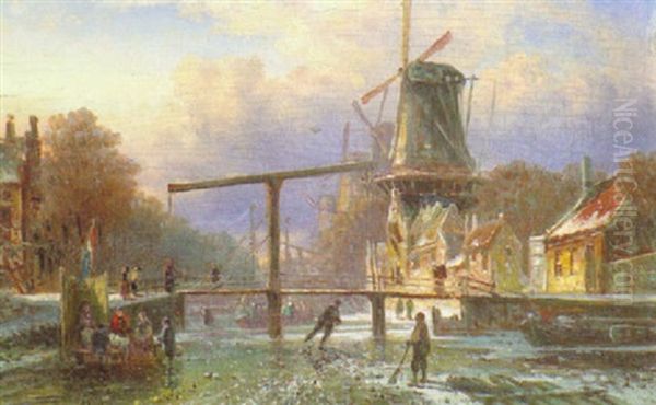 De Overtoom In Amsterdam Oil Painting by Elias Pieter van Bommel
