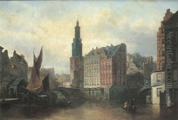 Vue D'amstersdam Oil Painting by Elias Pieter van Bommel