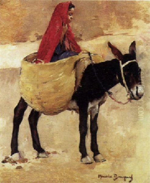 Fillette Sur Son Ane Oil Painting by Maurice Bompard