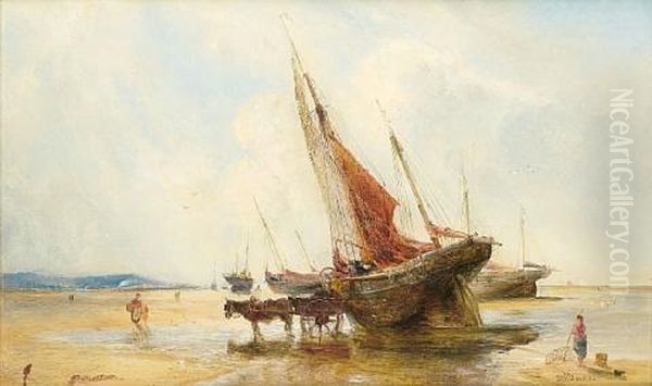 Unloading The Catch Oil Painting by William Joseph J. C. Bond