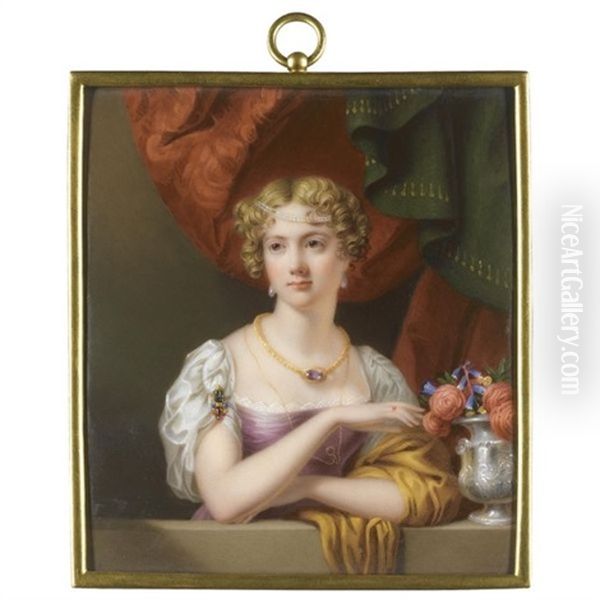 Portrait Of Lady Georgiana Charlotte Quin Oil Painting by Henry-Pierce Bone