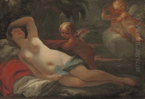 Venus And Cupid With Putti Oil Painting by Matteo Bonechi