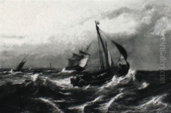 Segelboote Und Schiffe Auf Hoher, Rauher See Oil Painting by George Robert Bonfield