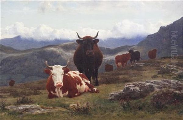 Les Alpes Savoyardes Oil Painting by Auguste Bonheur