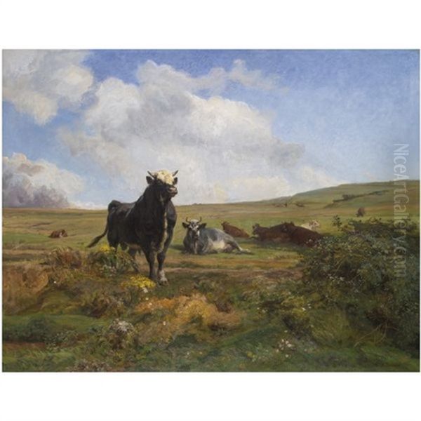 Leader Of The Herd Oil Painting by Auguste Bonheur