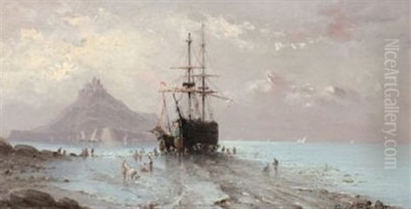 Voilier Dans La Baie De Kinross, Sur Le Lac Leven, Ecosse Oil Painting by Auguste Bonheur