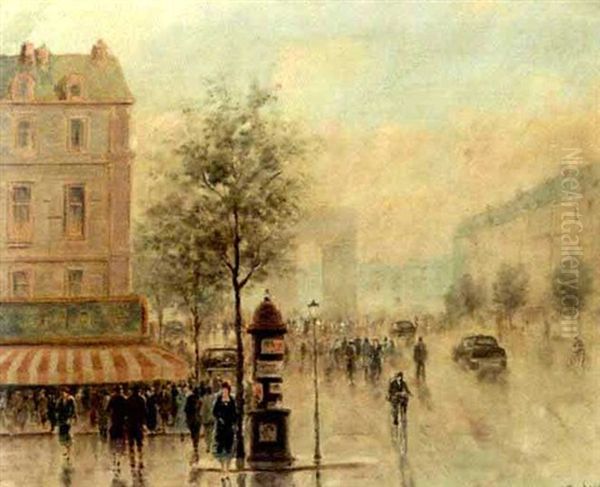 Paris Street Scene Oil Painting by Auguste Bonheur