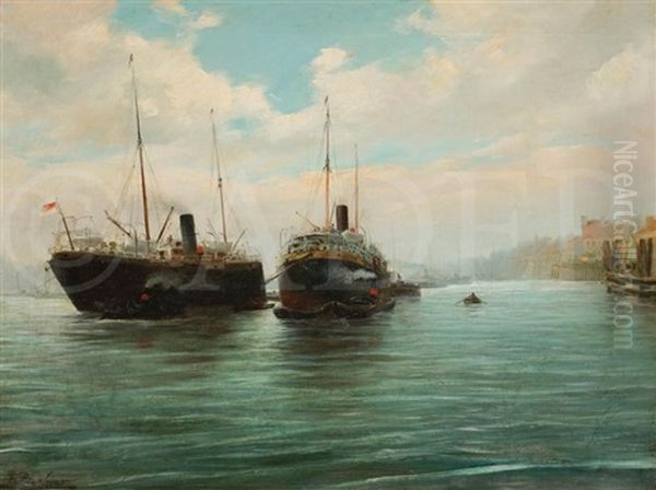 Bateaux Sur Le Bosphore Oil Painting by Ferdinand Bonheur