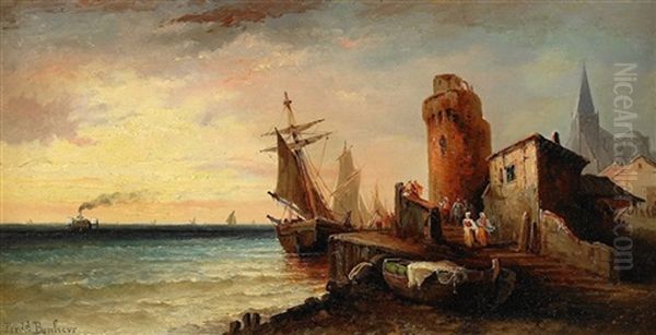 L Arrivee Du Vapeur Oil Painting by Ferdinand Bonheur