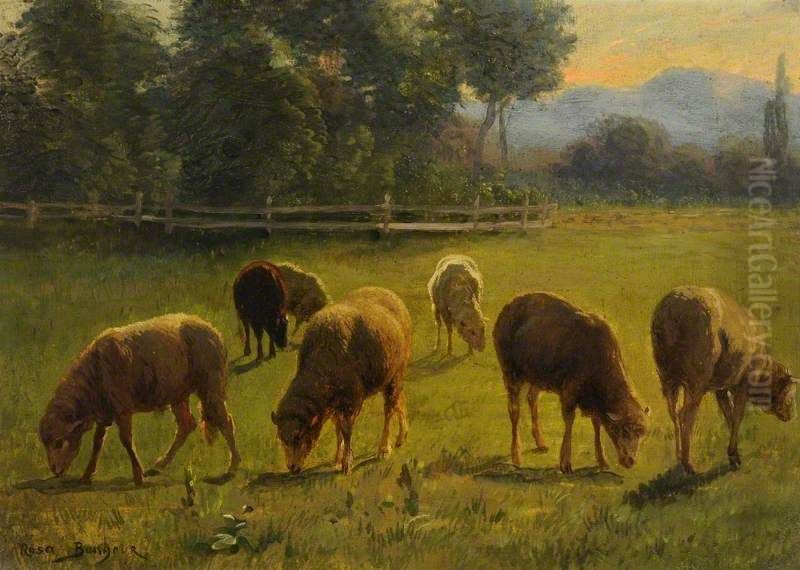 Sheep In A Landscape Oil Painting by Rosa Bonheur