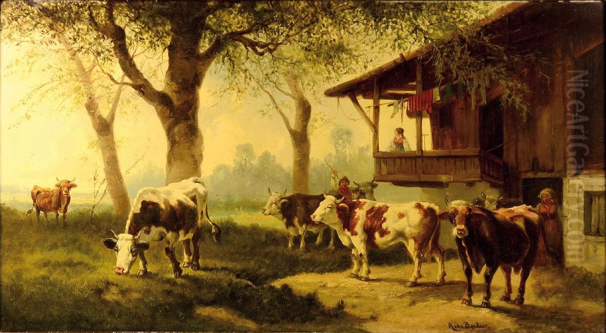 Cattle On A Pasture Oil Painting by Rosa Bonheur