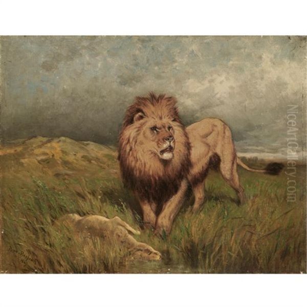 Lion And Prey-the Kill Oil Painting by Rosa Bonheur