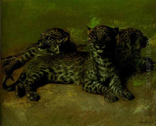 Persian Leopards Oil Painting by Rosa Bonheur