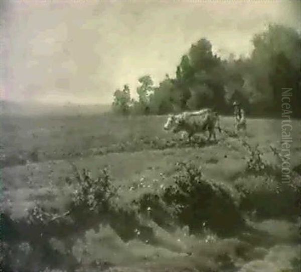 Landschaft Mit Pflugendem Bauer Oil Painting by Rosa Bonheur