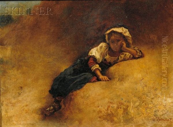 Young Girl At Rest Oil Painting by Leon Bonnat