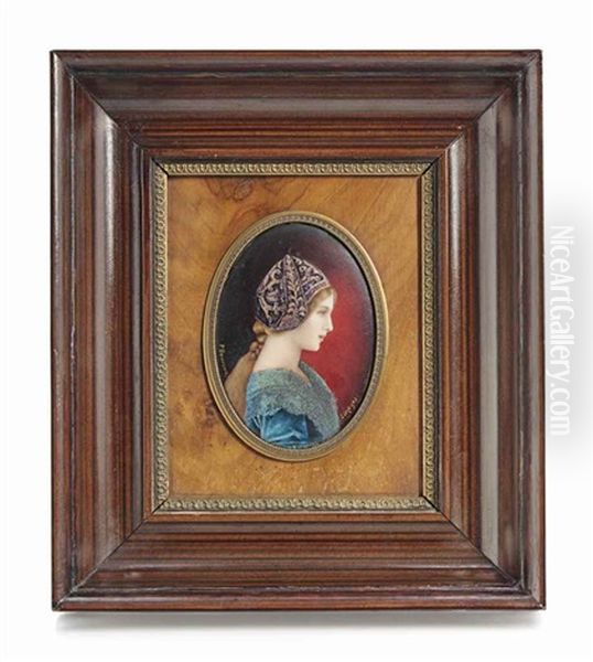 Portrait Of A Young Woman Oil Painting by Pierre Bonnaud