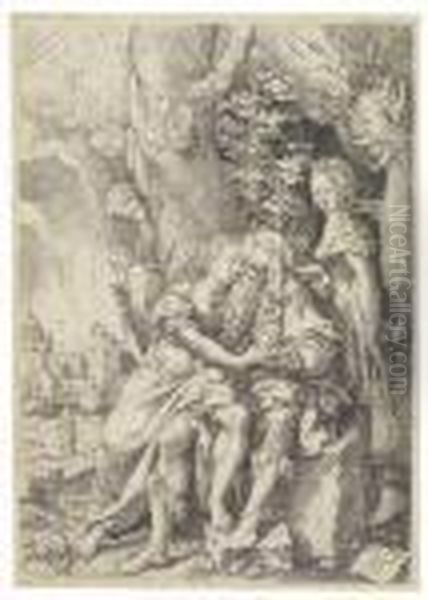 Loth Und Seine Tochter Oil Painting by Heinrich Aldegrever