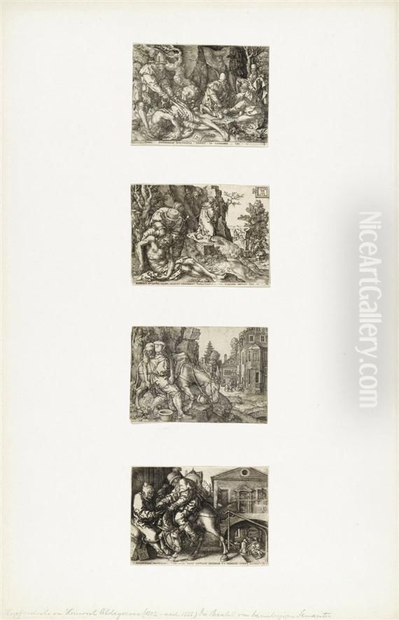 The Parable Of The Good Samaritan Oil Painting by Heinrich Aldegrever