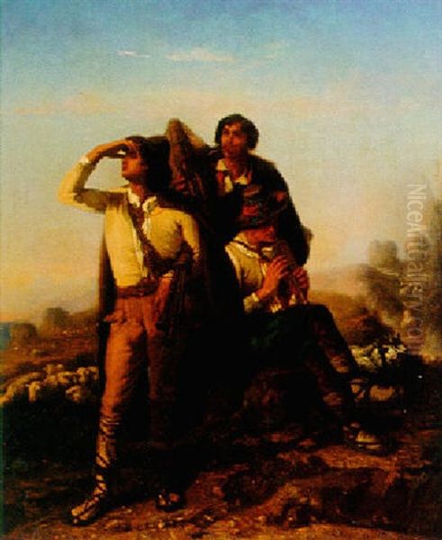 The Three Shepherds Oil Painting by Charles Adolphe Bonnegrace