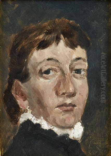 Sjalvportratt Vid 18 Ars Alder Oil Painting by Eva Bonnier