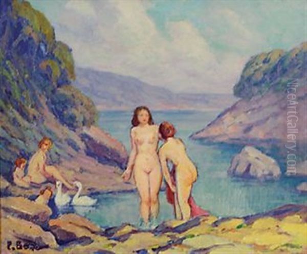 Les Baigneuses Oil Painting by Primitif Bono