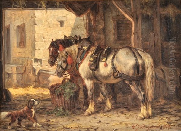 En El Establo (pair) Oil Painting by Willem Jacobus Boogaard