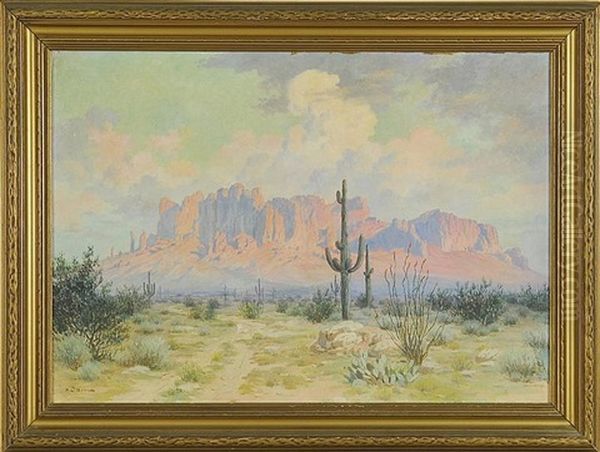 Superstition Mountain, Arizona Oil Painting by Elmer L. Boone