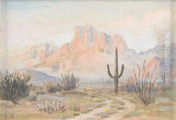 Untitled: Desert Scene Oil Painting by Elmer L. Boone