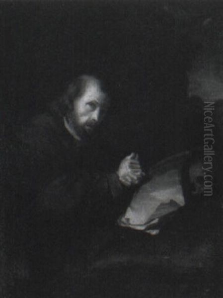 A Hermit Praying In A Grotto Oil Painting by Arnold Boonen