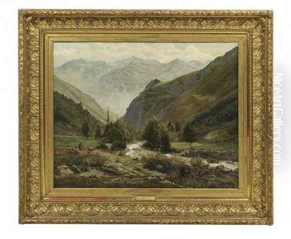 Vallee Du Bastan, Pyrenees Oil Painting by Jules Charles Boquet