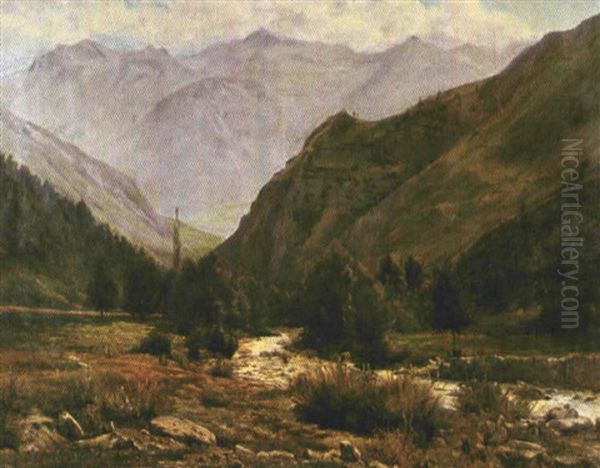 Paysage Dans Les Contreforts Des Pyrenees Oil Painting by Jules Charles Boquet