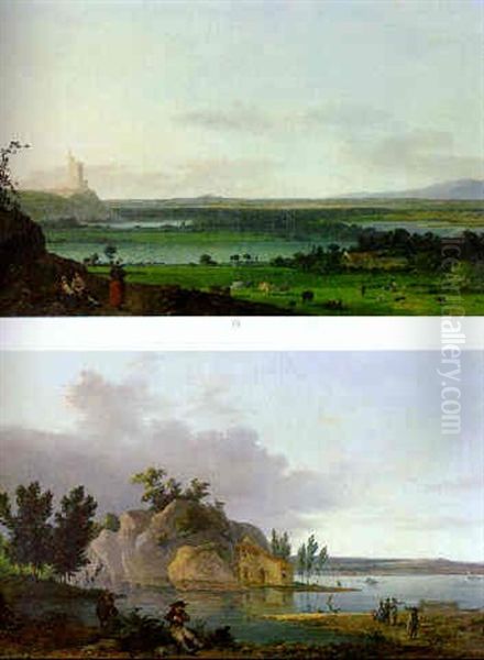 Landscape With A Rocky Island In A Lake Oil Painting by Pierre-Jean Boquet