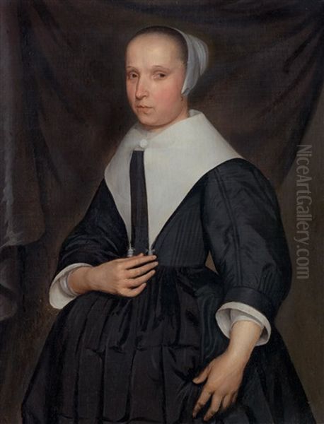 Portrait Of A Young Woman With A Collar Oil Painting by Gerard ter Borch the Elder