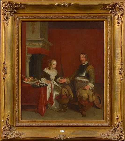 Le Galant Militaire Oil Painting by Gerard Ter Borch