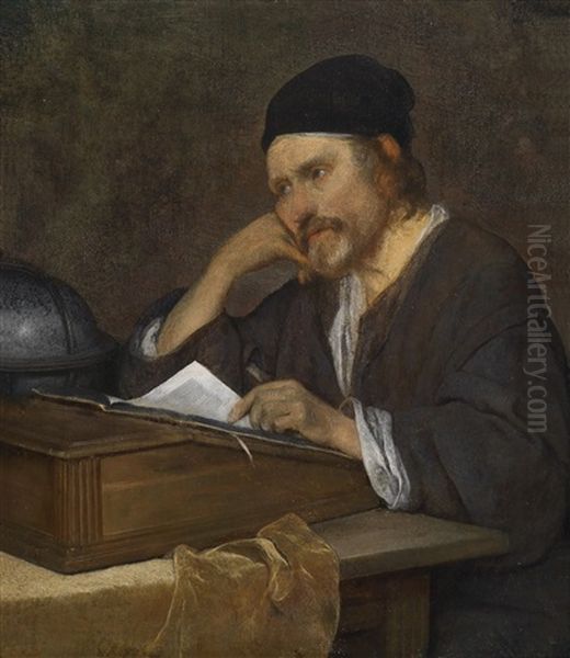 Der Philosoph Heraklit Oil Painting by Gerard Ter Borch