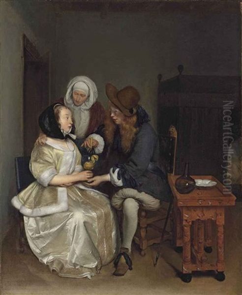 The Glass Of Lemonade Oil Painting by Gerard Ter Borch
