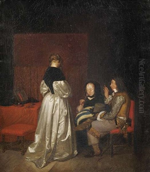 Die Vaterliche Ermahnung Oil Painting by Gerard Ter Borch