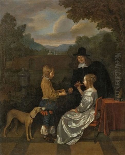 Die Erfrischung Oil Painting by Gerard Ter Borch